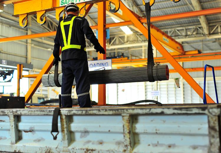 Material handling in a steel fabrication shop