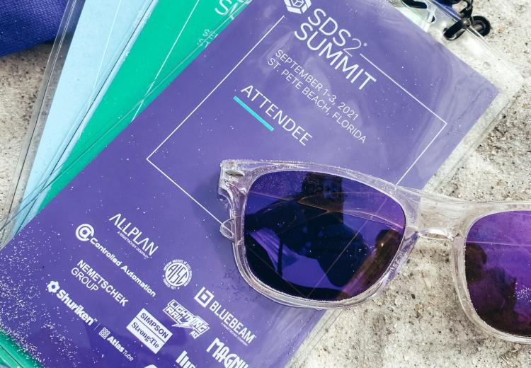 SDS2 Summit nametags and sunglasses on the beach